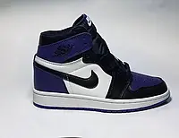 Кроссовки мужские Nike Air Jordan Retro1 Black Violet White 36