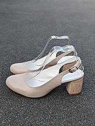 STTOPA Розміри 37,38,39,40.  Босоніжки великих розмірів шкіряні. 6,5 см каблук 304-3544-65 Бежеві