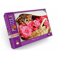 Пазли Danko Toys на 2000 елементів Кошеня в трояндах у коробці (С2000-01-05)