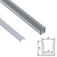 Профиль накладной узкий СП9 анодированный 8*9мм для светодиодной ленты с шириной платы до 6мм (3м.)