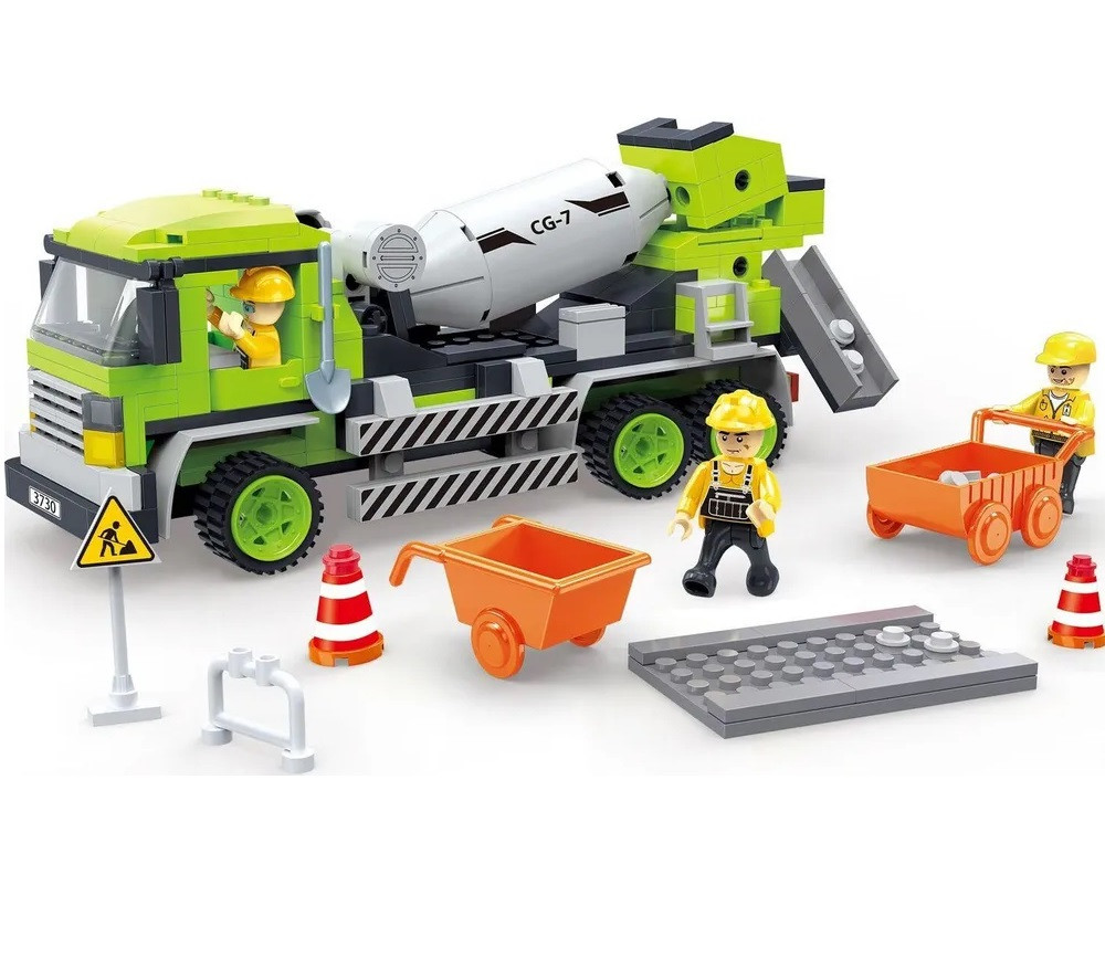 Конструктор Cogo Engineering Будівельна техніка 3730, каток, бетономішалка, 2 в 1, блоковий, 349 дет., іграшка