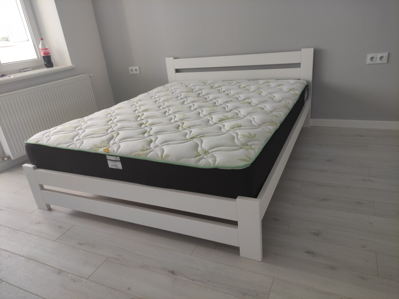 Двоспальне ліжко дерев'яна Палермо плюс 150х190 в білій емалі Крок ламелей 5,5 см.
