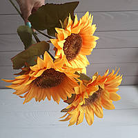 Соняшник гілка 55 см, з 3-ма квітковими головками