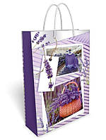 Пакет для подарунка великий вертикальний "Лаванда" 25х35 см