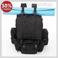 Тактический модульный рюкзак с 3 подсумками черный 55л, Армейский рюкзак ВСУ, Туристический походной рюкзак