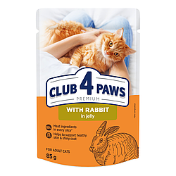 Консерва для кішок з кроликом желе, CLUB 4 PAWS, 100 г