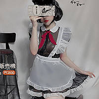 Прозорий комплект білизни школярки з фартухом