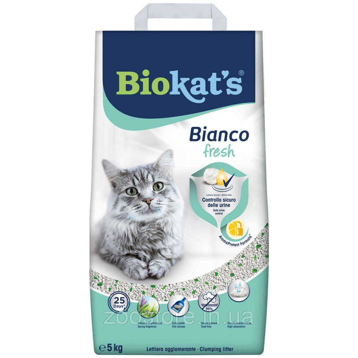 Наповнювач для котячого туалету Biokats Bianco Fresh бентонітовий, 5 кг