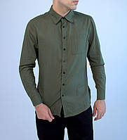 Мужская рубашка льняная бирюзовая и хаки Код RA2194