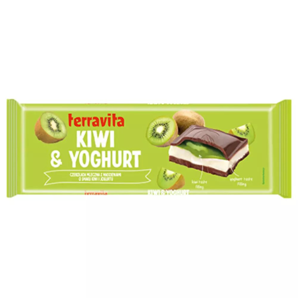 Шоколад Молочний Terravita Kiwi & Yoghurt Ківі та Йогурт 235 г Польща (9 шт/1 уп)