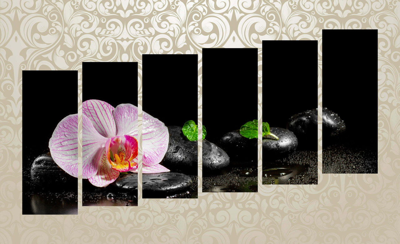 Модульная картина "Орхидея, камни, вода" - фото 1 - id-p323945260