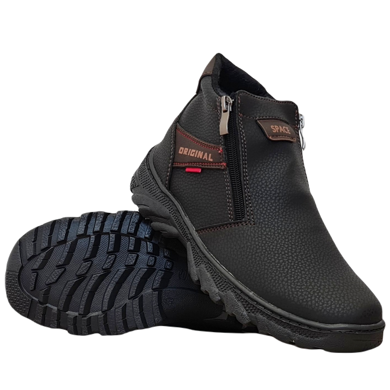 Черевики чоловічі зимові на дві блискавки чорні (Сгб-7-1), фото 1