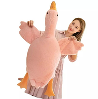 Плюшевая детская игрушка гусь 90см, мягкая подушка-обнимашка, Розовый