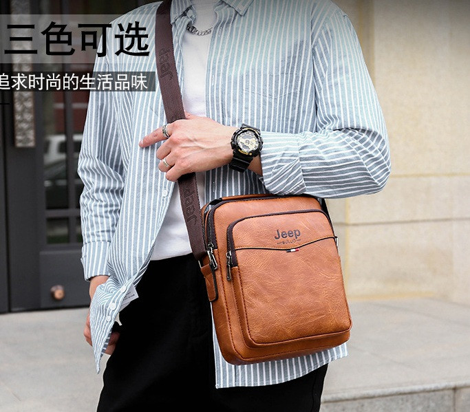 Мужская сумка планшетка Jeep повседневная, барсетка сумка-планшет для мужчин эко кожа Светло-коричневый - фото 5 - id-p1879075452