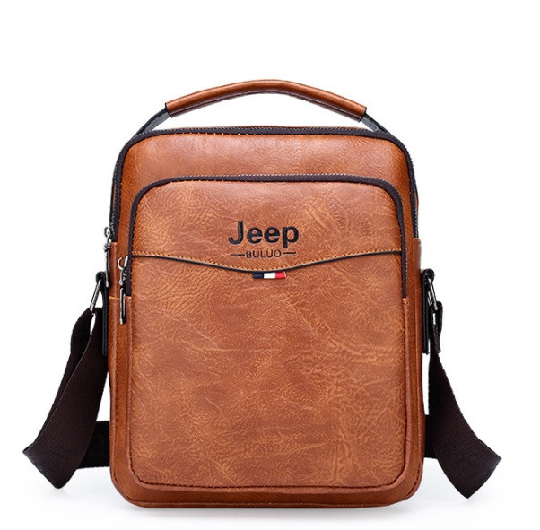 Мужская сумка планшетка Jeep повседневная, барсетка сумка-планшет для мужчин эко кожа Светло-коричневый - фото 6 - id-p1879075452