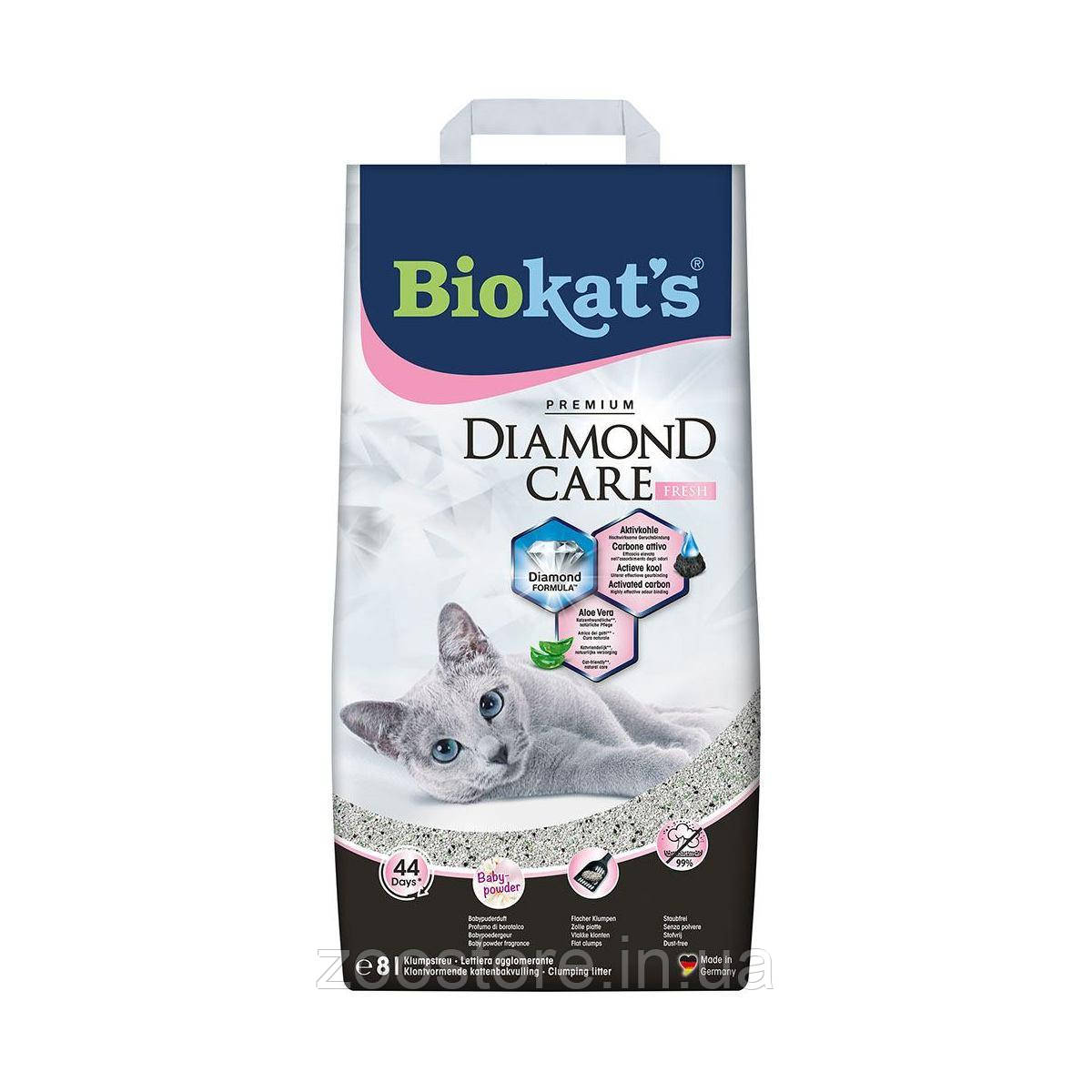 Наповнювач для котячого туалету Biokats Diamond Fresh 8 л (бентонітовий)