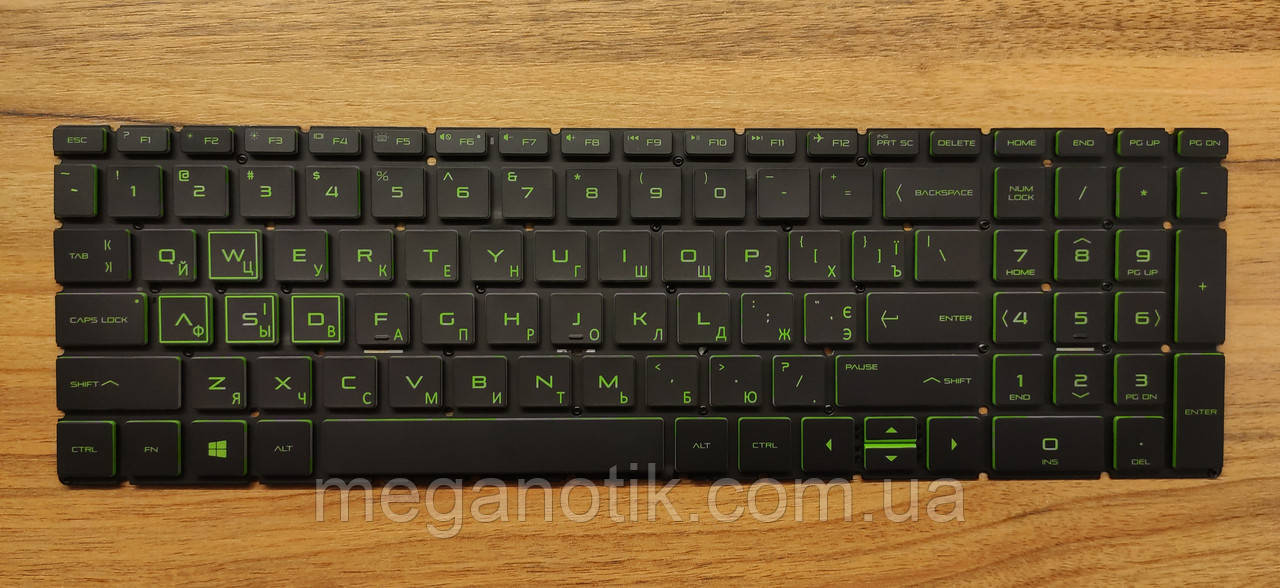 Клавіатура для ноутбука HP Pavilion 15-ec з підсвіткою зелена (K453), фото 1