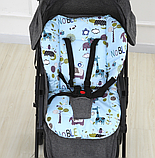 Матрац в коляску. Колір блакитний зі звірятами. (80009), фото 2