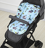 Матрац в коляску. Колір блакитний зі звірятами. (80009), фото 3