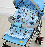 Матрац в коляску. Колір блакитний зі звірятами. (80009), фото 4