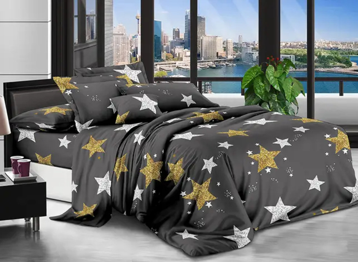 Постільний комплект двоспальний 180*220 Бязь Економ бавовна поліестер (21040) Сучасна постільна білизна, фото 1