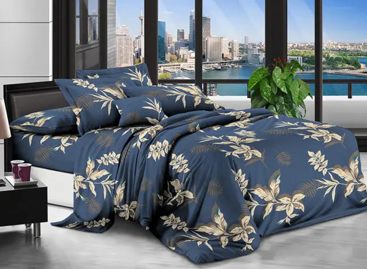 Євро комплект постільної білизни 200*220 Бязь Економ бавовна поліестер (21081) Красиві постільні комплекти, фото 1