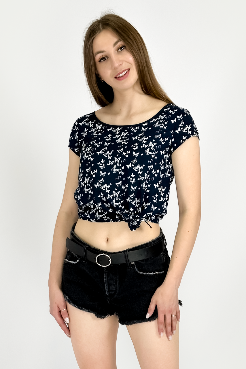 Кроп-топ Bershka 1010/192/401 синій S