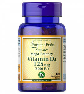 Вітамін Д-3 Puritan's Pride Vitamin D3 5000 IU 100 капс.