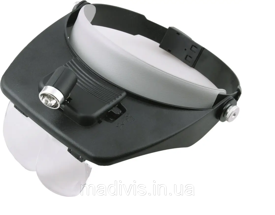 Бінокулярна налобна лупа Magnifier MP244L з led-підсвіткою, 4 змінні лінзи (х1,2; х1,8; x2,5; х3,5), фото 1