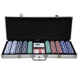 Професійний покерний набір в алюмінієвому кейсі 500 фішок 62024