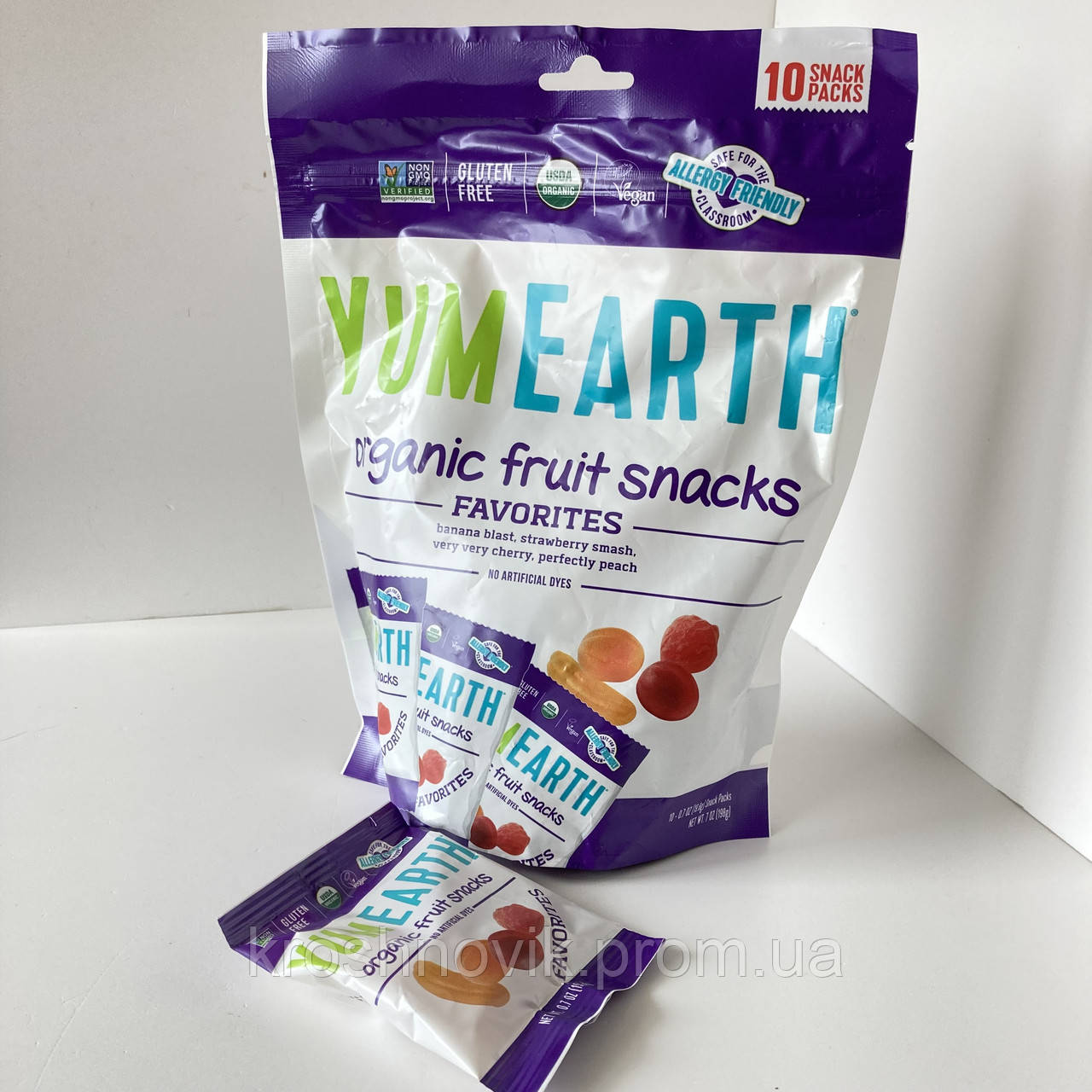 YumEarth, Organic fruit snacks органічні фруктові закуски, оригінальний смак, 10 упаковок по 19,8 г