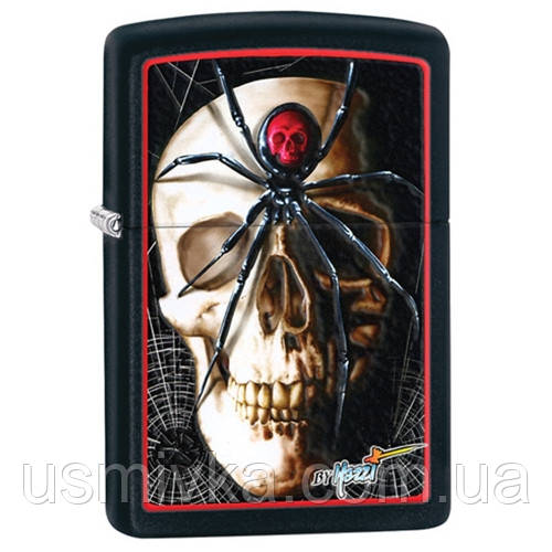 Запальничка Zippo 28627 Mazzi Skull & Spider чорна 28627, фото 1