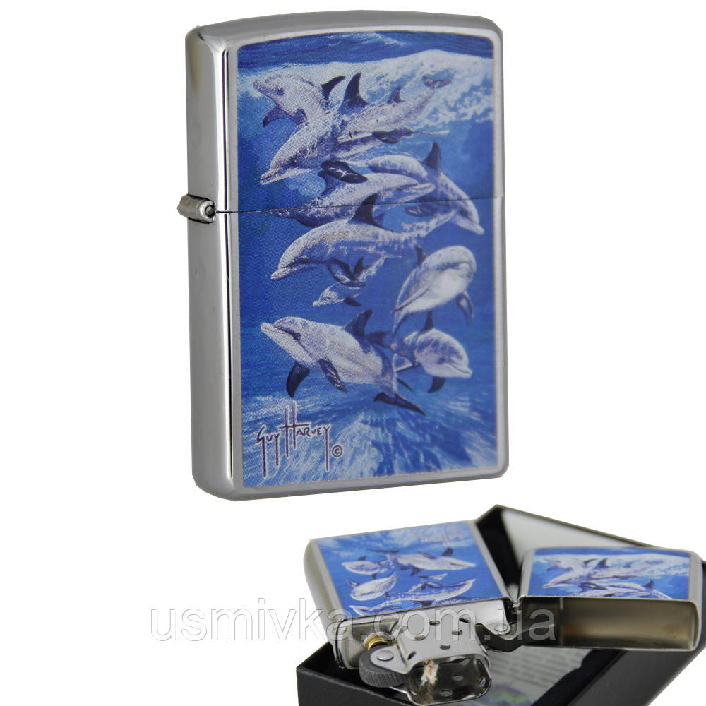 Зажигалка Zippo 21051 Bottle Nose Dolphin серая 21051 - фото 2 - id-p323933539