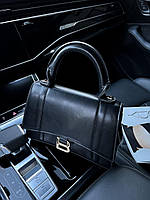 Женская деловая сумка клатч Balenciaga Hourglass Black Gold (черная) AS096 шикарная стильная подарочная