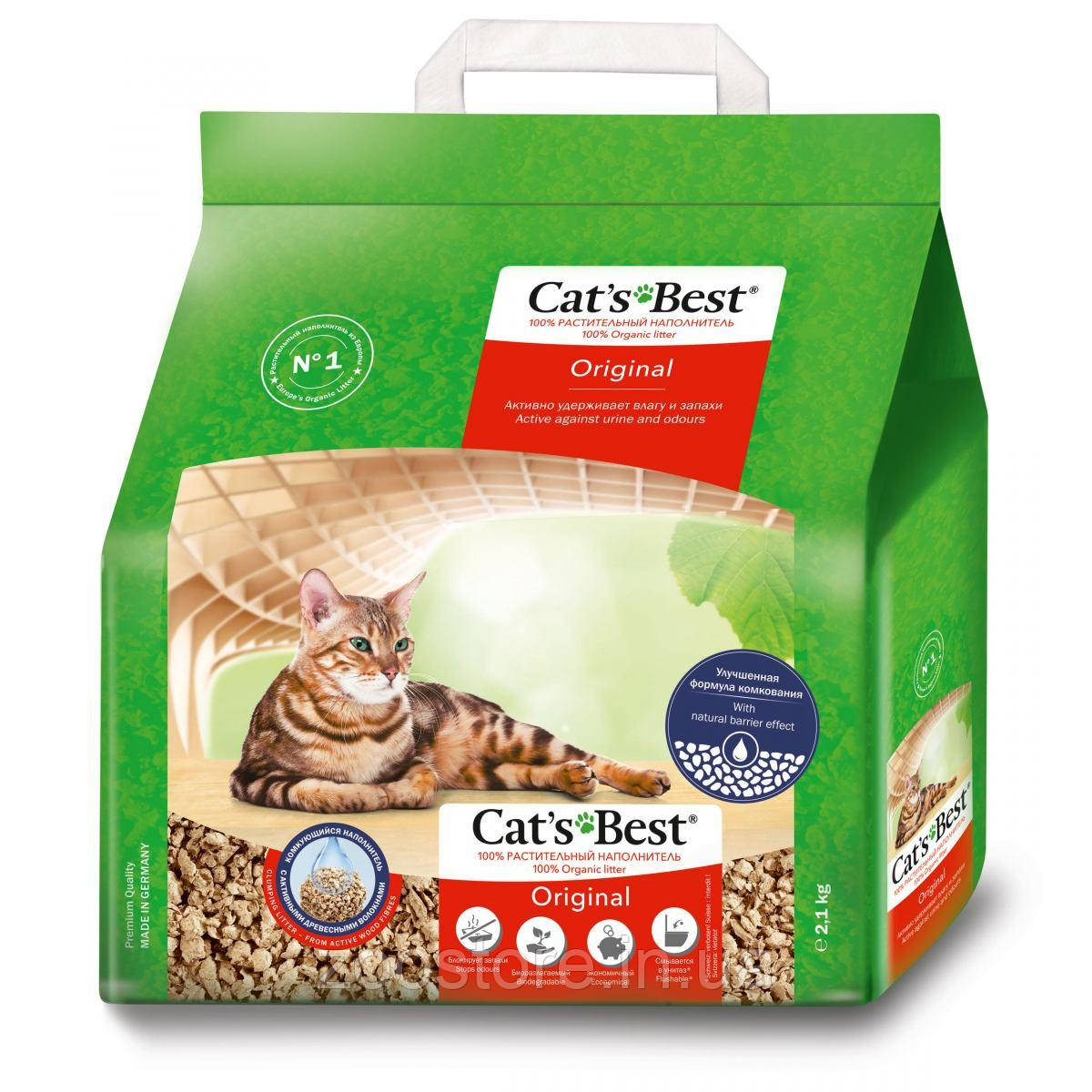 Наповнювач для котячих туалетів деревний Cat's Best Original, 5 л/ 2.1 кг