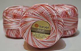 Нитки пряжа для в'язання віскозна TULIP Туліп від YarnArt Янрарт № 457 - рожево-білий