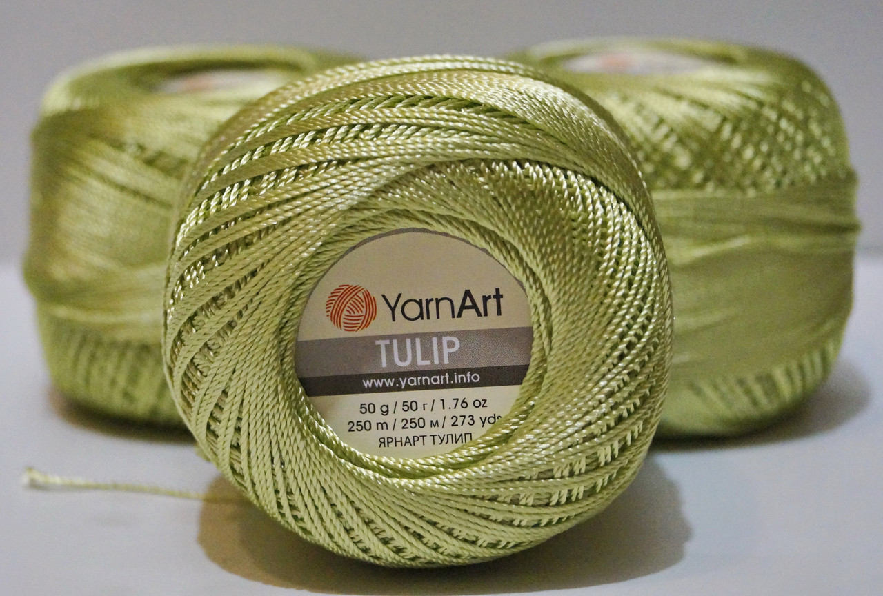 Нитки пряжа для в'язання віскозна TULIP Туліп від YarnArt Ярнарт № 424 - салат