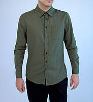 Лляна сорочка чоловіча хакі, Чоловічі сорочки зеленого кольору льон