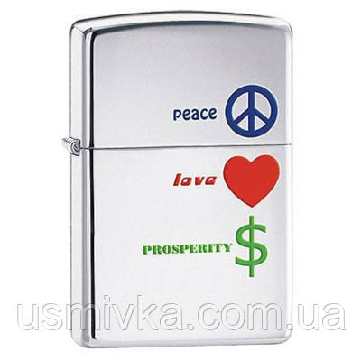 Запальничка Zippo 24714 Peace Love Prosperity, фото 1