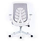 Сіре комп'ютерне крісло на коліщатках сітка Glory на білій ніжці для офісу, фото 2