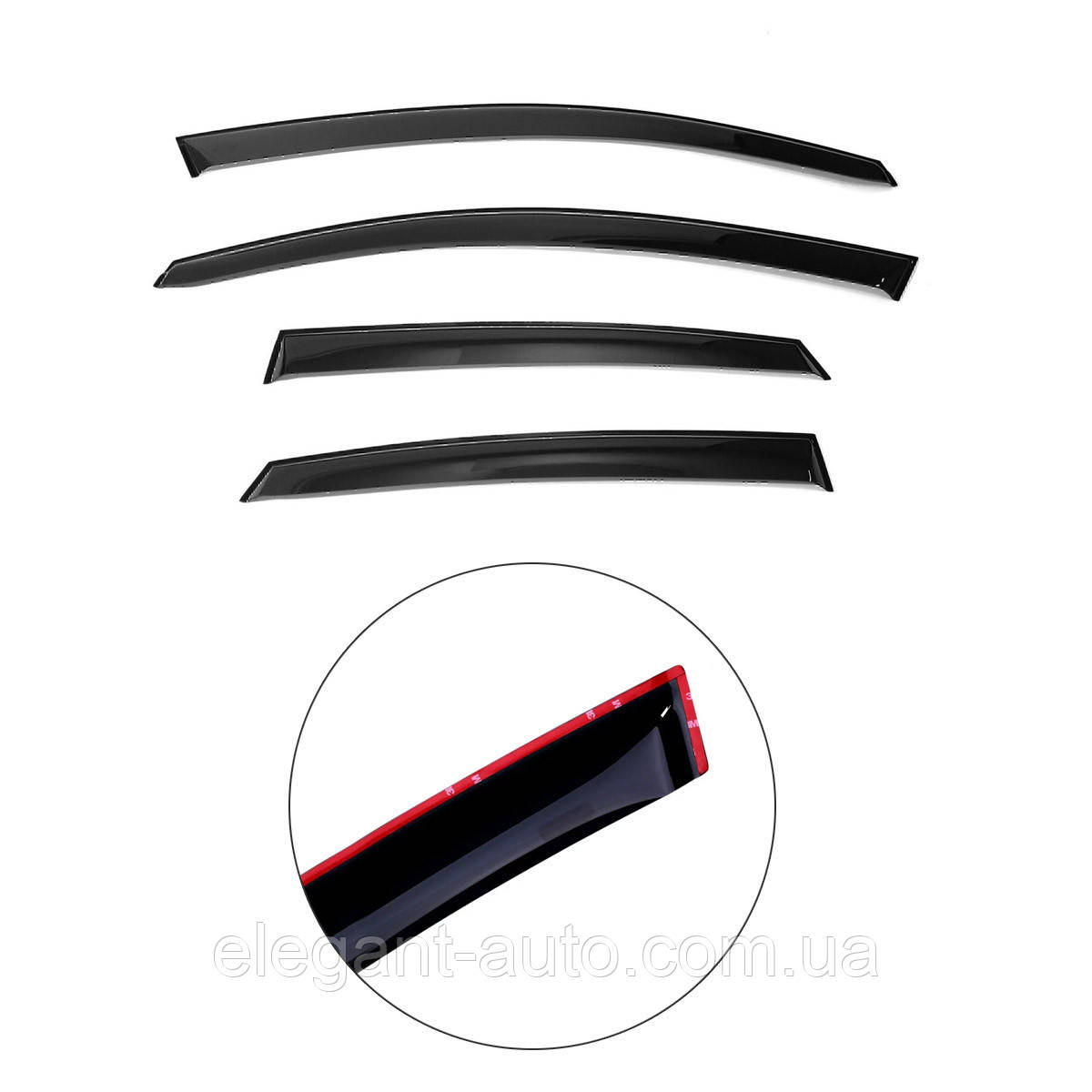 Дефлектори вікон Chevrolet Aveo (Т300) SD 2012-П/К скотч "Acryl-Auto"