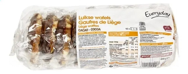 Бельгійські лєжзькі цукрові вафлі з шоколадом Liege wafels cocoa Everyday 600g, фото 1