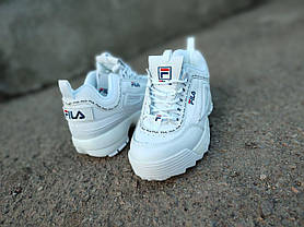 Кросівки Fila Disruptor WHITE білі на високій підошві шкіряні унісекс жіночі демісезон, фото 3