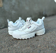 Кросівки Fila Disruptor WHITE білі на високій підошві шкіряні унісекс жіночі демісезон, фото 4