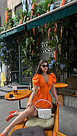 Цветочное женское мини платье с короткими рукавами фонариками из летней костюмки Smm8479