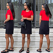 Повсякденна жіноча сукня-футболка двокольорове трикотаж бавовна Sma8484, фото 2