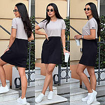 Повсякденна жіноча сукня-футболка двокольорове трикотаж бавовна Sma8484, фото 4