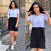 Повсякденна жіноча сукня-футболка двокольорове трикотаж бавовна Sma8484, фото 5