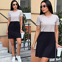 Повсякденна жіноча сукня-футболка двокольорове трикотаж бавовна Sma8484, фото 3