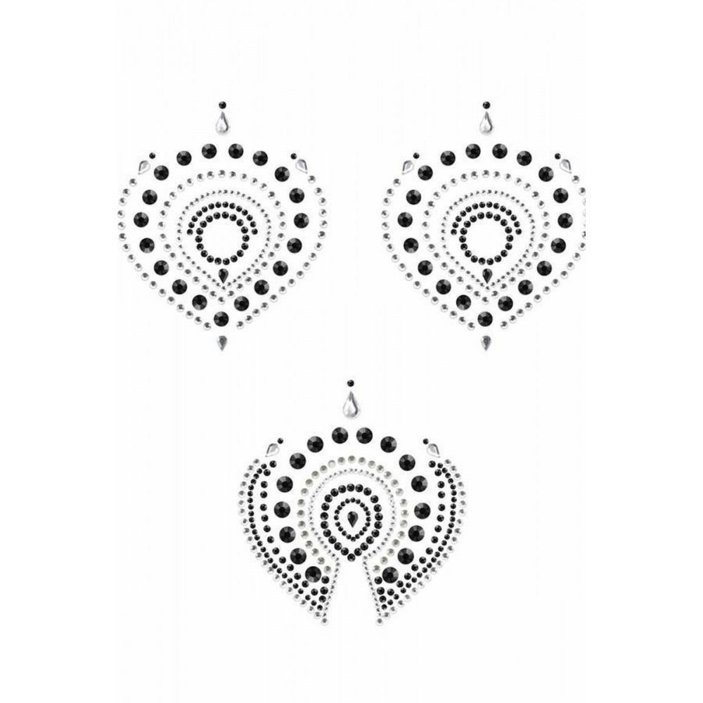 Прикраси для грудей та бікіні зі стразами Flamboyant від Bijoux Indiscrets, сріблясто-чорні, фото 1